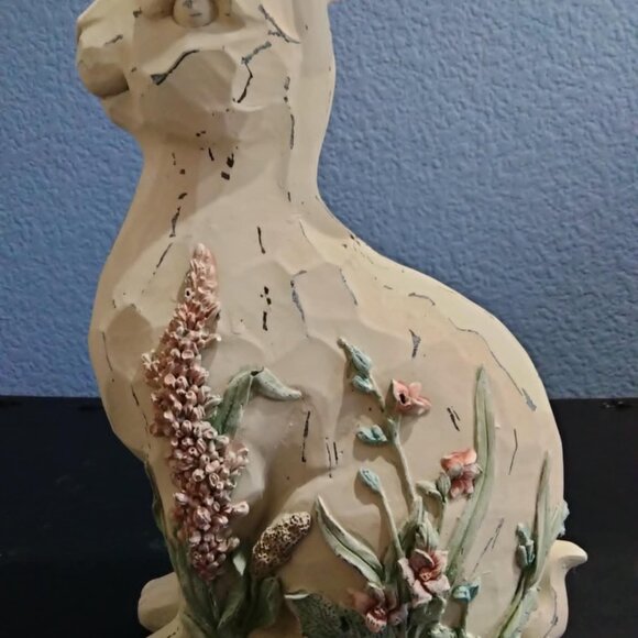Garden Bunnies, Set of Two, Floral Resin - Picture 2 of 9